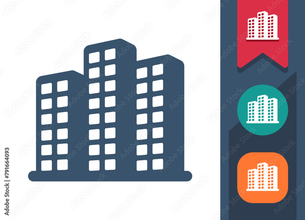 Buildings Icon. City, Apartment Building, Office Building, Skyscrapers