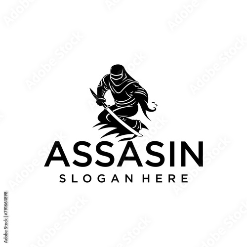 Ninja Assasin, game logo vector illustration photo