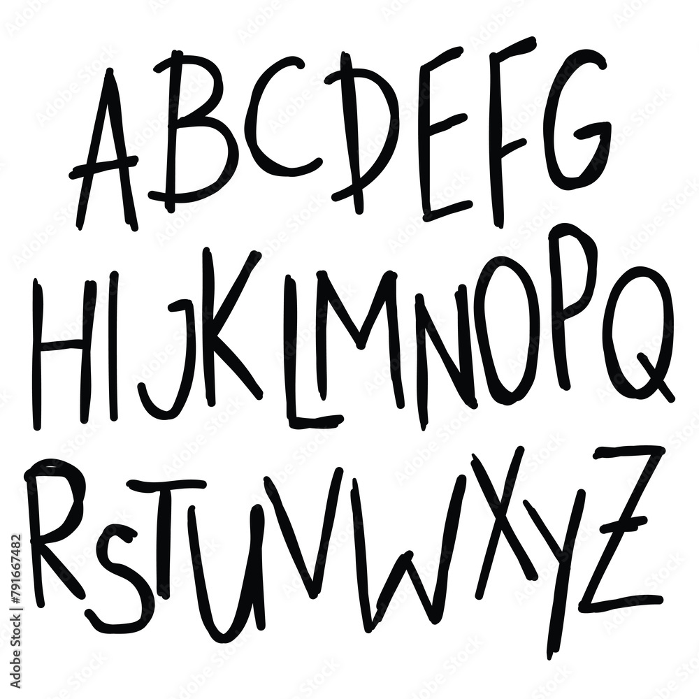 Hand drawn doodle set of letters isolated on white background. Alphabet for Children's Books and Toys, Early Childhood Education. Typographic content for children. Hand drawn doodle set of letters isolated on white background. Alphabet for Children's Books and Toys, Early Childhood Education. Typographic content for children.
