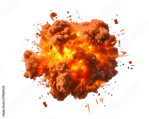 Fire bomb explosion. Bomb blast on transparent background