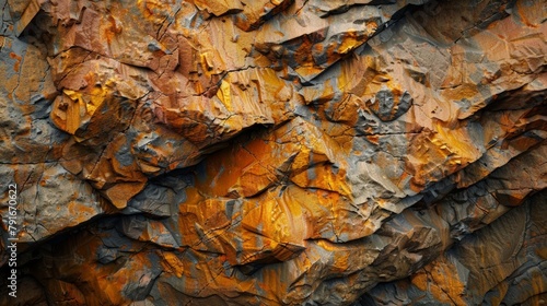 Close up of rock with yellow and blue paint