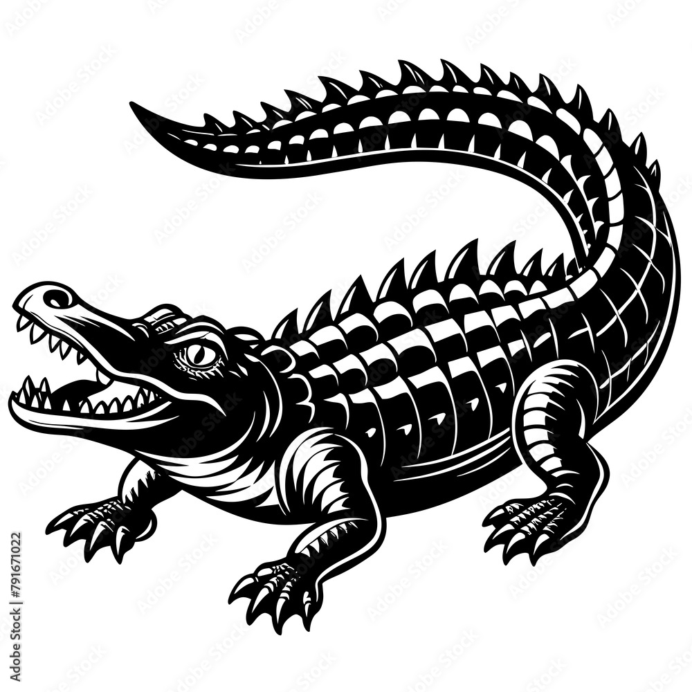 Crocodile on white background vector art silhouette Crocodile on white background vector art silhouette