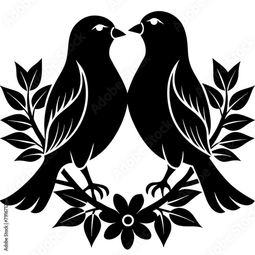 birds on a branch love birds vector art silhouette 