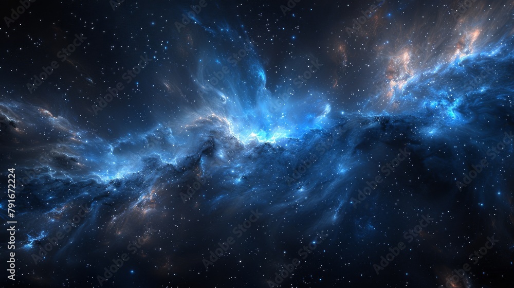 Obraz premium Stunning Cosmic Landscape with Vibrant Blue Nebula