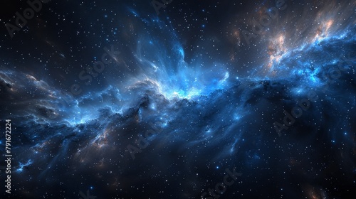 Stunning Cosmic Landscape with Vibrant Blue Nebula © Berzey Art