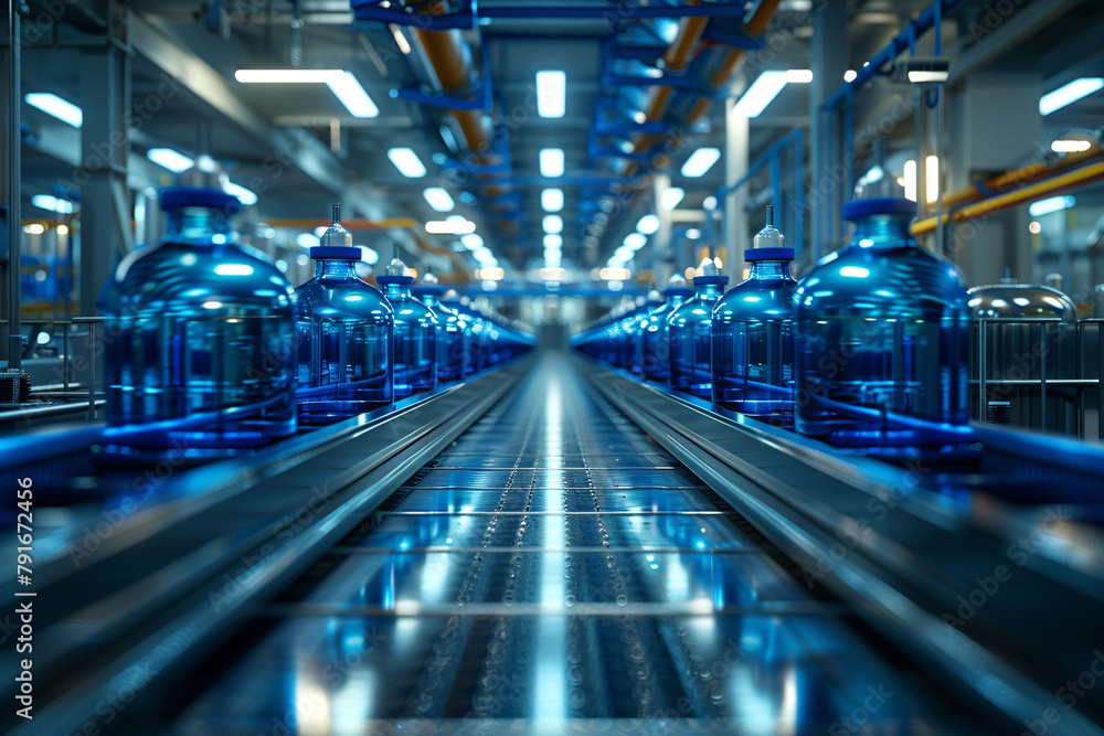 Fototapeta premium Assembly line operation scene, smart manufacturing concept creative illustration