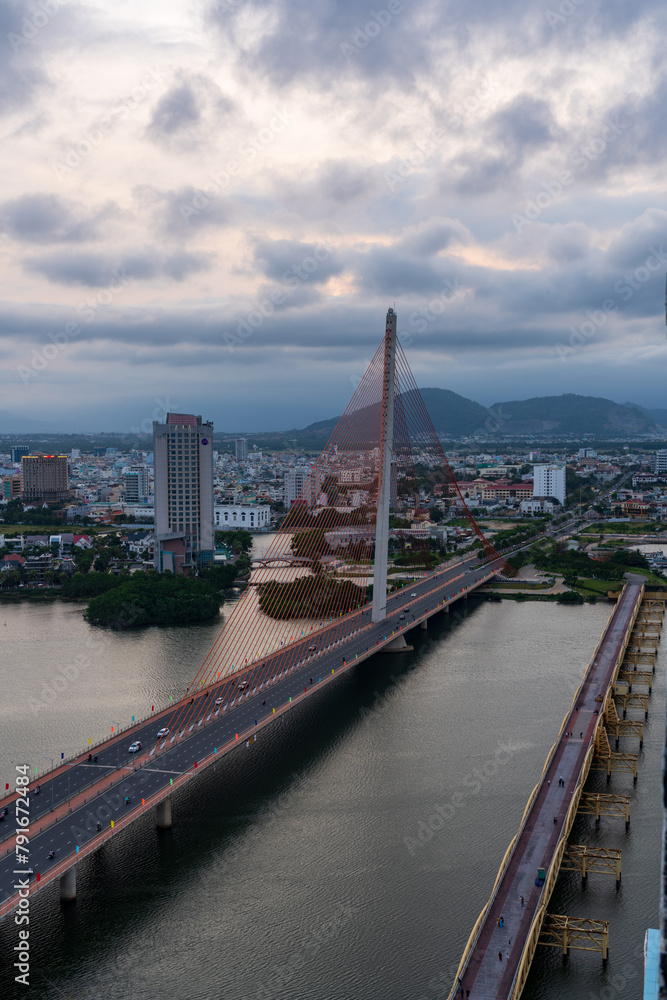 City scape of Da Nang with Nguyen Van Troi Bridge in Vietnam at daytime
