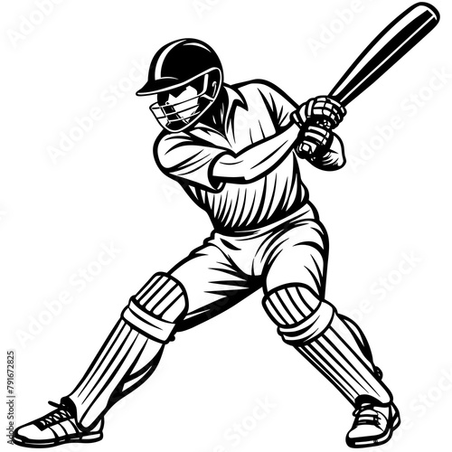 Cricket batsman vector art silhouette 