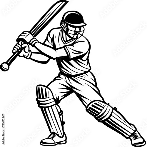Cricket batsman vector art silhouette 