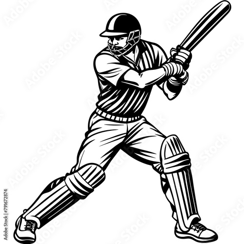Cricket batsman vector art silhouette 
