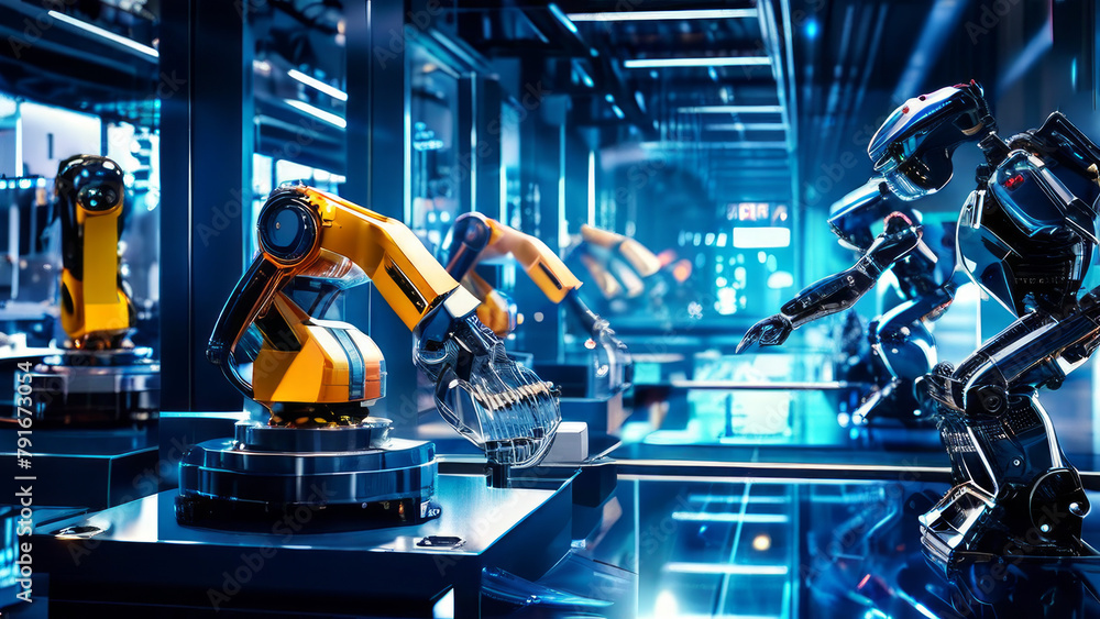 robots in industrial production. Future factories. close-up of the production line. robots in industrial production. Future factories. close-up of the production line.