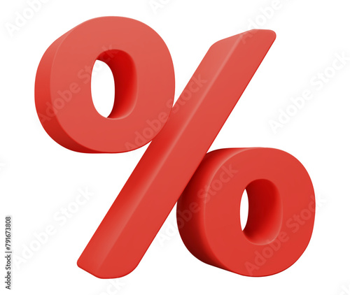 3d red sign percent discount on isolated background. Voucher gift. Vector illustration.