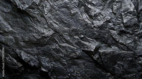 Dark stone background. Black gray rock granite texture. Mountain surface close-up
