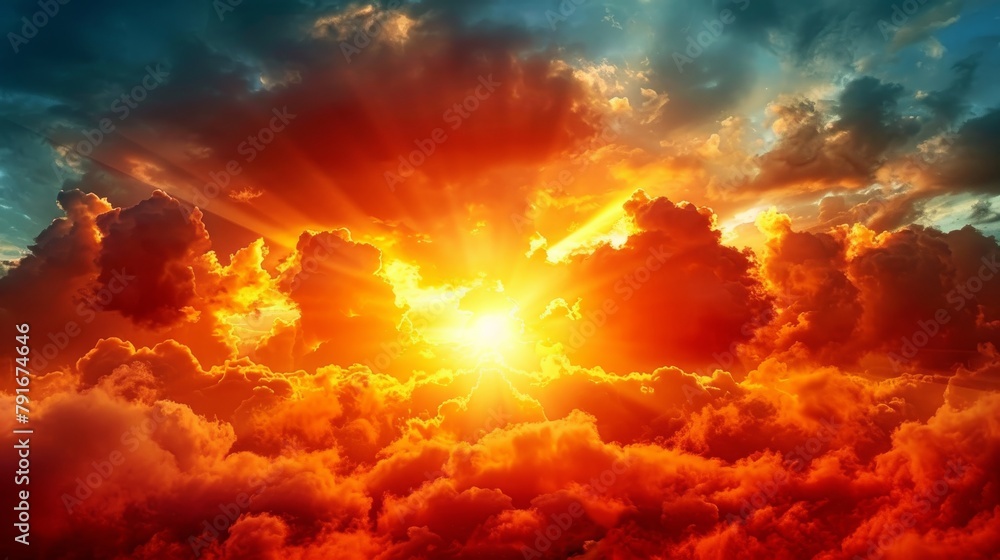 Fototapeta premium Stunning Sunrise Over Clouds With Warm Color Gradient