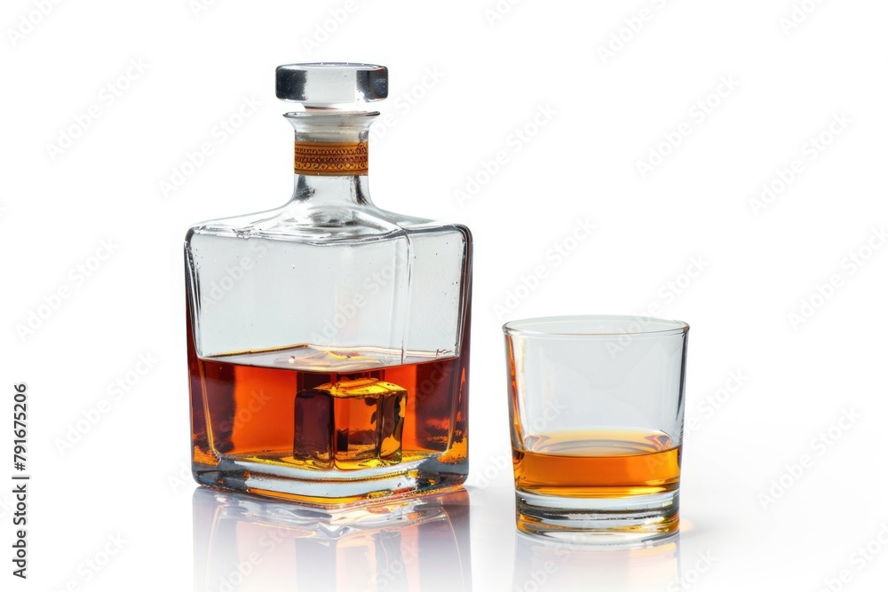 A scene with a bottle and glass of whiskey, perfect for bar or alcohol-related concepts A scene with a bottle and glass of whiskey, perfect for bar or alcohol-related concepts