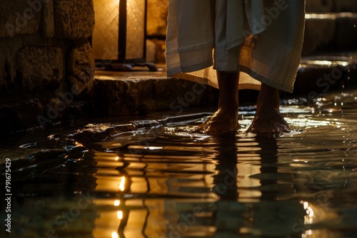 Sacred Reflections  Hand Touching Water Surface at Night