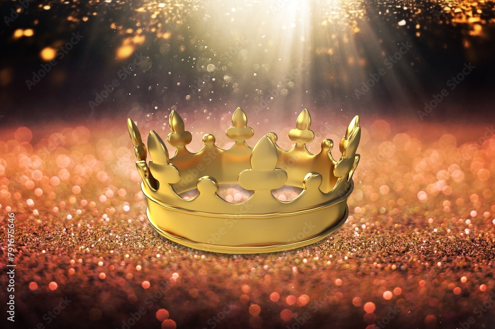 Fototapeta premium image of beautiful gold queen or king crown on desk