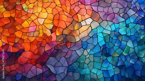Top View of an abstract multicolor Glass Mosaic Texture. Artistic Background