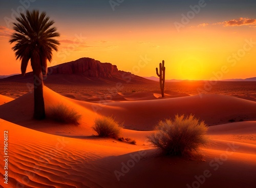 Very beautiful sunset in the desert
