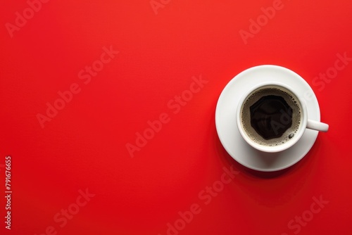 A cup of coffee on a saucer, perfect for coffee shop promotions