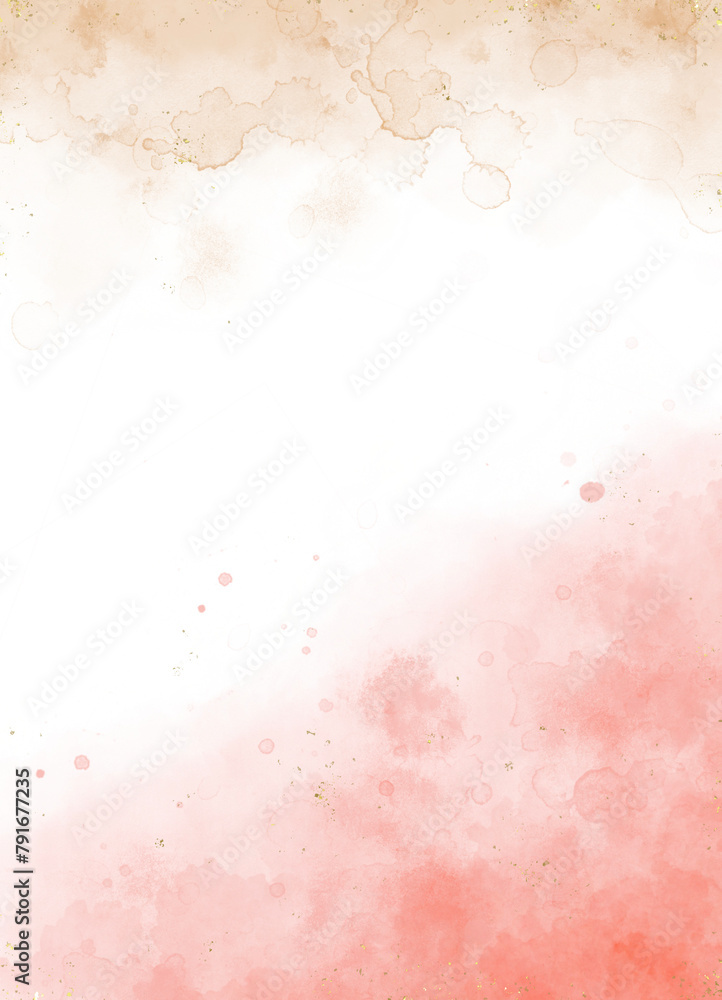 Abstract pink watercolor art background Watercolour brush strokes.Pastel pink watercolor paint brush glitter gold for wedding elements. artistic design templates for invitations , posters, cards.