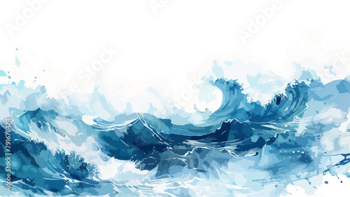 Wellen Meer Wasser Unwetter Stürmisch Surfen Wasserfarben Ozean Vektor photo
