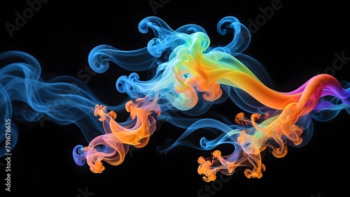Multicolored liquid, melting abstract style, isolated plain background.