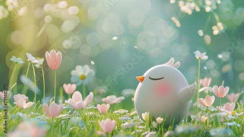 A cute and charming representation of peace and tranquility in a whimsical 3D render  AI generated illustration