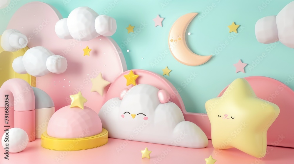 A cute and playful 3D render of dreams and aspirations AI generated illustration A cute and playful 3D render of dreams and aspirations AI generated illustration