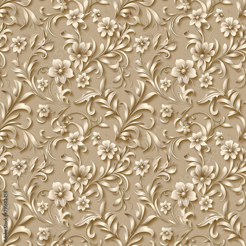 Floral brown color, form natural, seamless fabric pattern.