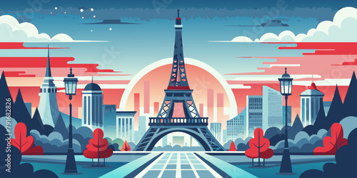 illustration of the city of the Eiffel Tower