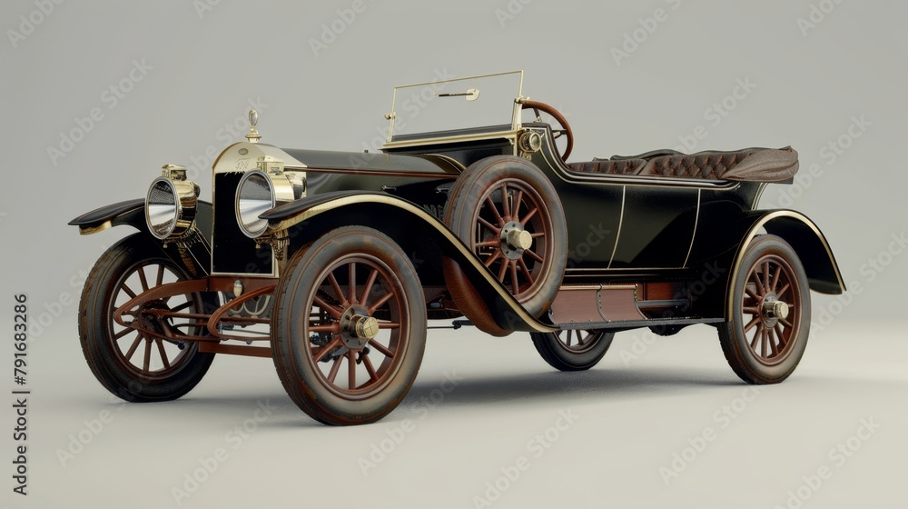 A detailed 3D model of a vintage car  AI generated illustration