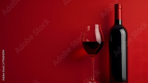 赤ワインのボトルとグラス