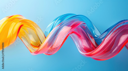 Multicolored Liquid Wave on Blue Background