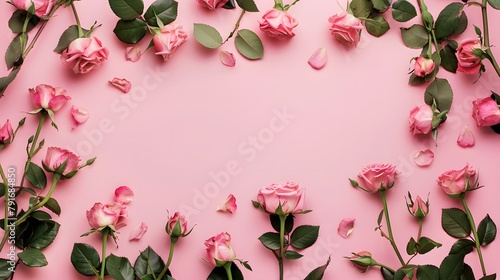 ピンクの背景とバラの花