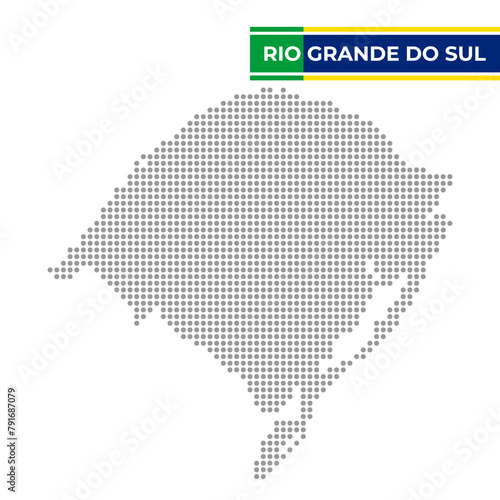 Dotted map of the State of Rio Grande Do Sul in Brazil