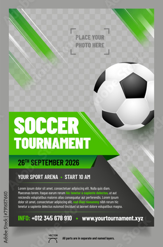 Football - soccer tournament poster template with ball