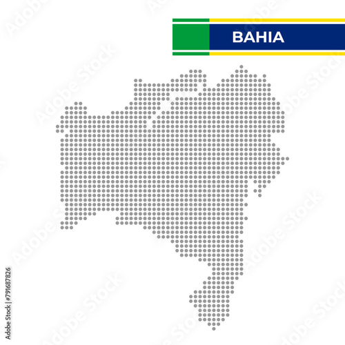 Dotted map of the State of Bahia in Brazil