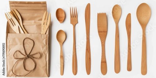 A collection of wooden utensils and spoons. Perfect for kitchen or cooking themes