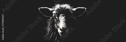 A Lamb Logo on a Black Background, Goat face silhouette  © sanjaykhan