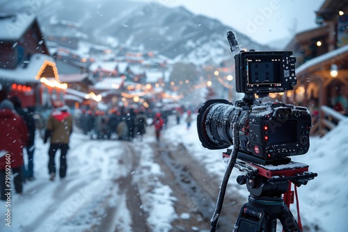 Camera on a Tripod in Snow photo