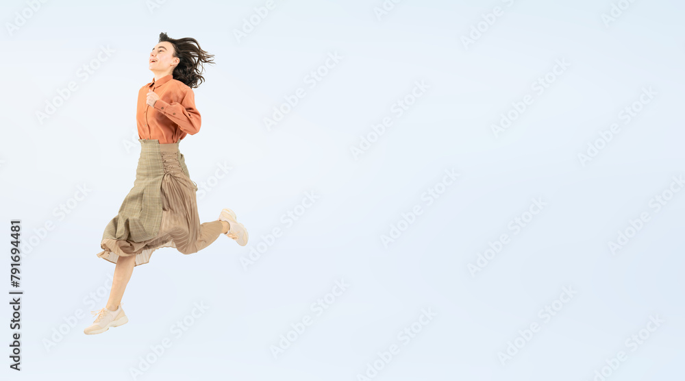 Full body photo of a white woman jumping. (We also sell PNGs that are cropped and have transparent background. Please search for Full body photo of a white woman jumping. (We also sell PNGs that are cropped and have transparent background. Please search for