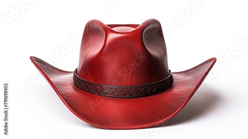 a red cowboy hat with a black band © VSTOCK