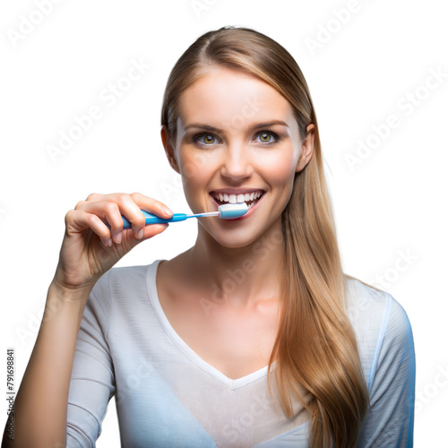 Young woman brushing teeth with a bright smile