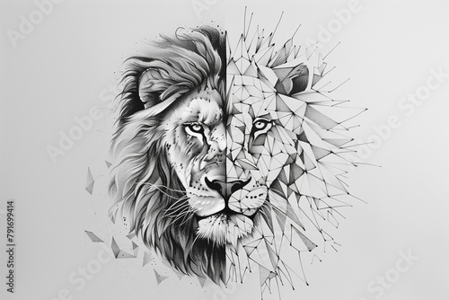 Geometric Lion Head Illustration DESCRIPTION