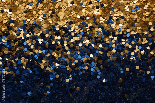 a pile of gold and blue confetti © VSTOCK
