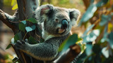 Koala Bear Sit On The Branch of the tree 