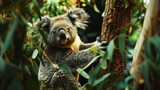 Koala Bear Sit On The Branch of the tree 