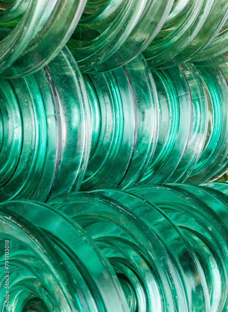 Glass disc insulators.