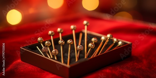 a box with pins in it photo